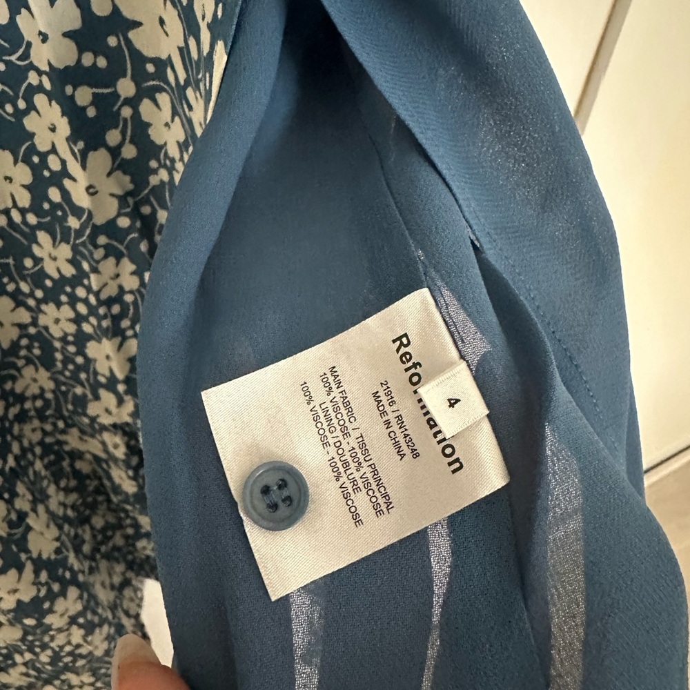 Reformation Blue Floral Dress
